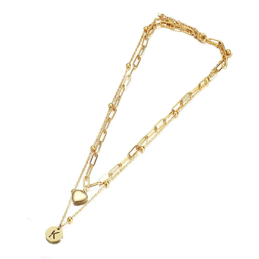 Цепочка с подвеской Алфавит Женская ожерелье из нержавеющей стали кулоном в