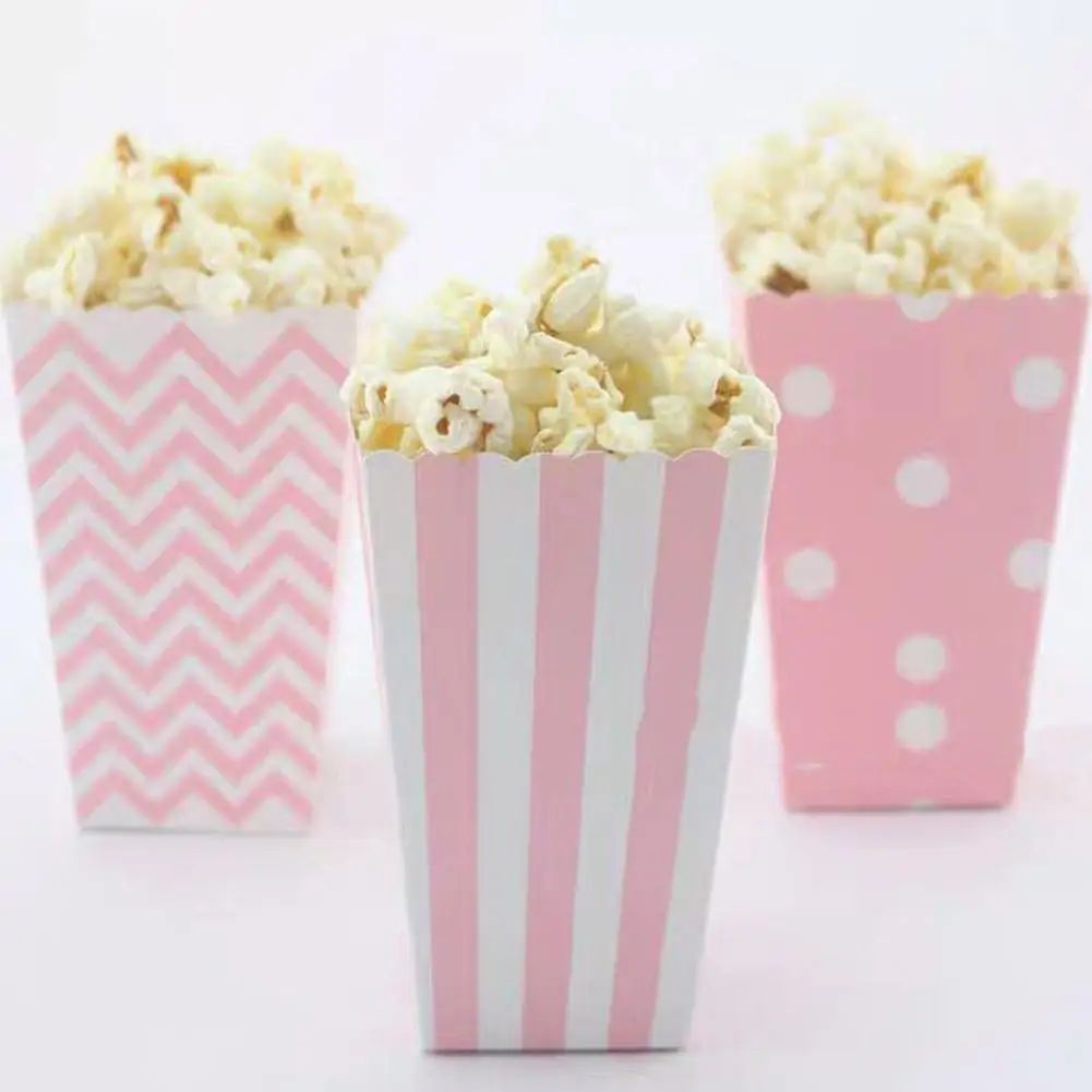 

12pcs Popcorn Box Stripes Dot Pink Gift Box Party Favour Kid Corn Party Bags Party Wedding Supplies Decoration U1P3