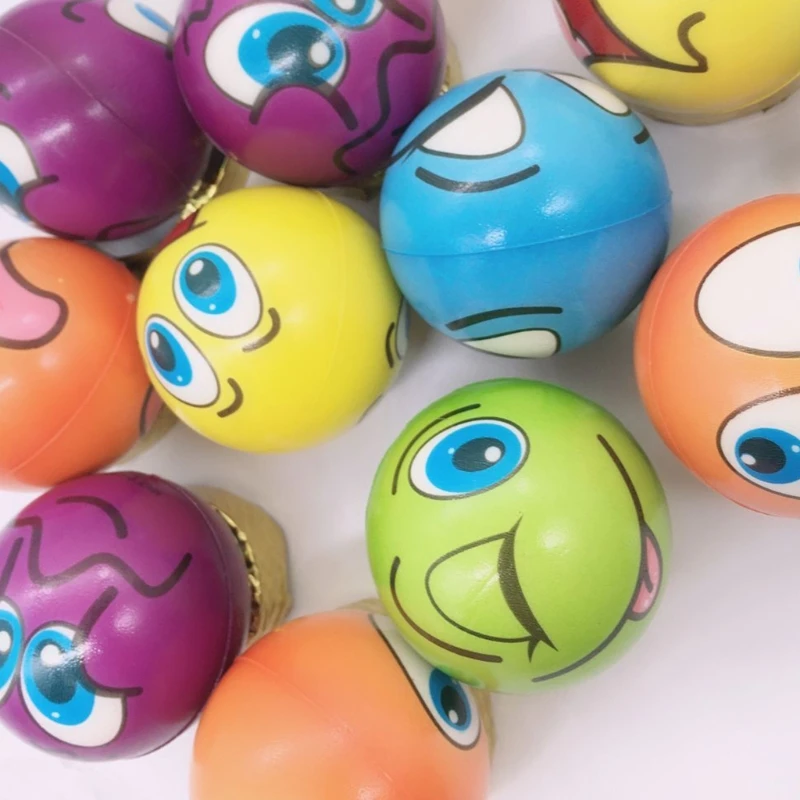 

12Pcs 6.3cm Soft PU Cartoon Grimace Smiley Face Squeeze Balls Stress Relief Ball 54DA