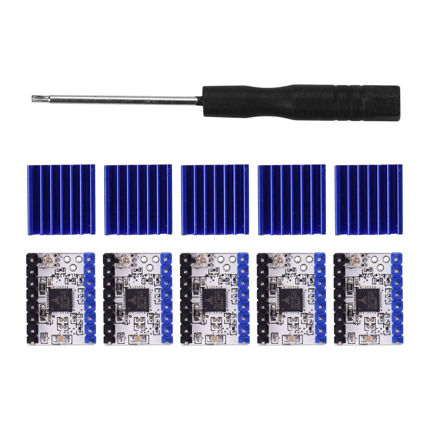 

5pcs TMC2208 V1.2 Stepper Motor Driver Module with Heat Sink Screwdriver for 3D Printer