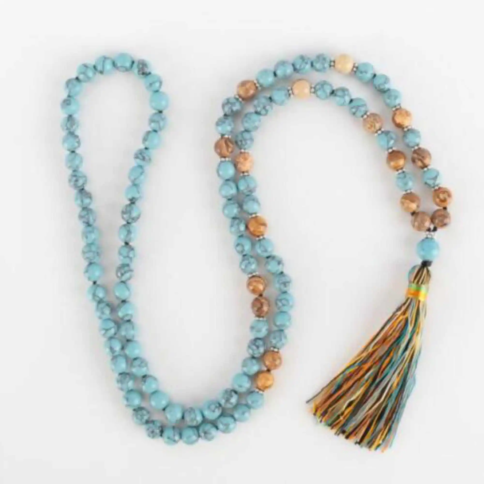 

8mm Natural 108 knot blue turquoise beads silver necklace Bless All Saints' Day Wristband Lucky Colorful Pray Calming Buddhism