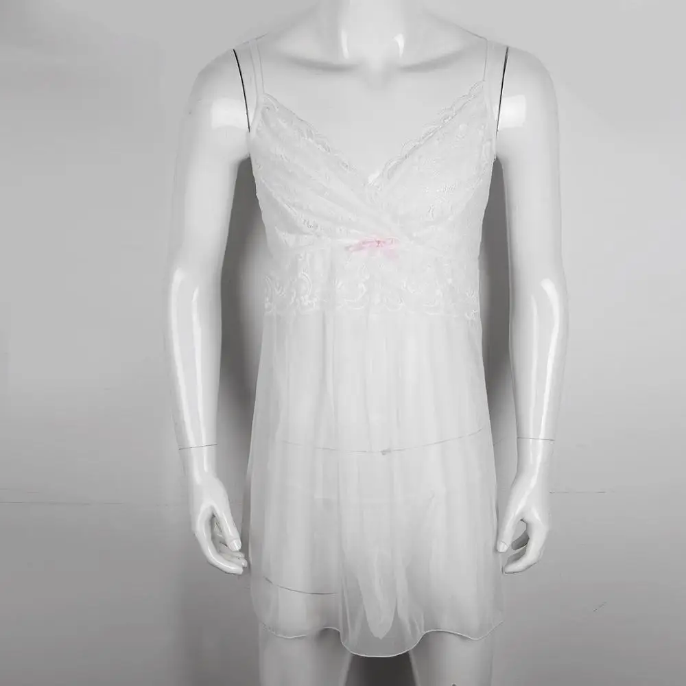 Feeshow/2 шт. мужское нижнее белье Сетчатое мини платье без рукавов с стринги