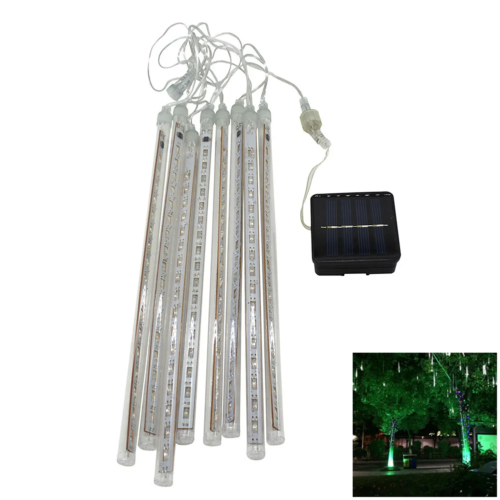 

Outdoor RGB Solar Power Tube String Waterproof UV Meteor Shower Light String Wedding Rain Drop Indoor Party Favor 30cm