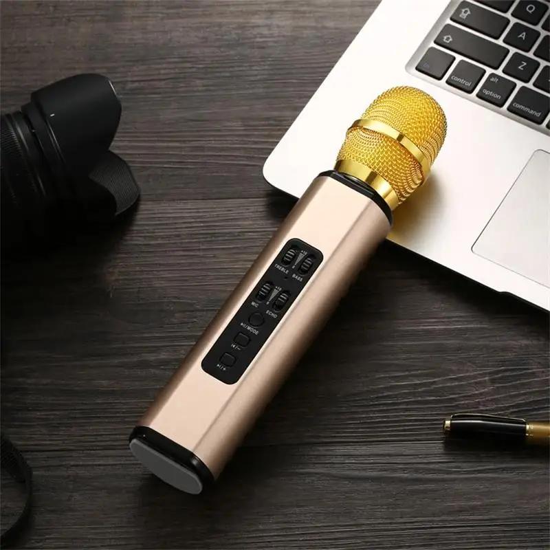 Gold FELYBY мобильный телефон сокровище беспроводной Bluetooth микрофон многофункциональный двойной динамик частный режим портативный умный микрофон - Цвет: Gold