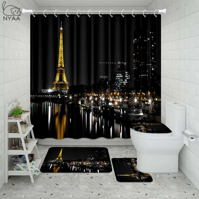 Водонепроницаемая душевая занавеска Vixm 3D с парижским ландшафтом для ванной