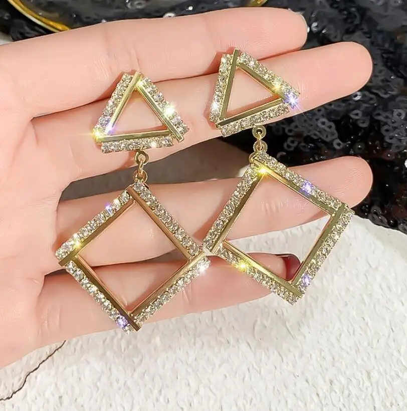 Новые модные геометрические треугольные длинные серьги с кисточками 2019 женские