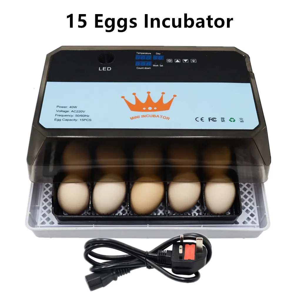 

Full Egg Automatic Incubator 15 Egg Hatcher Chicken Brooder Farm Hatchery Machine Goose Bird Quail Broode Turning Motor