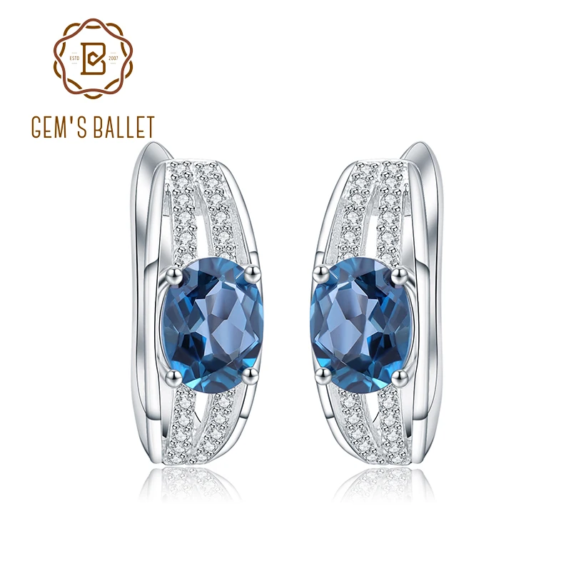 Женские серьги гвоздики с овальным голубым топазом 925 карата|stud earrings|gemstones blue
