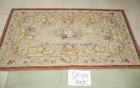 

HAND-WOVEN WOOL CARPET WITH NEEDLEPOINT PATTERN HAND-STITCHED WOOL NEEDLE POINT CARPET CLASSIC KNITTING WOOL RUG CARPET