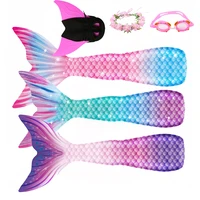 new 2020 little mermaid tail for girls cosplay mermaid costume swimming bathing suit beach wear with monofin fin