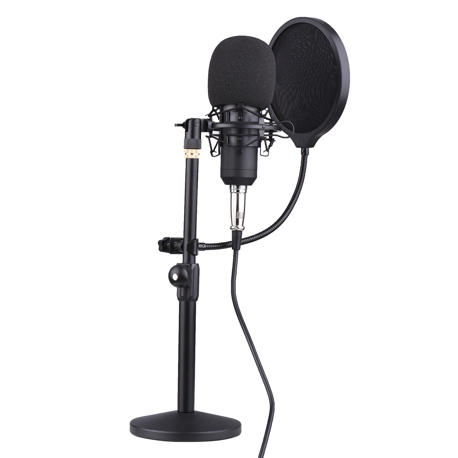 

muslady Professional Desktop Condenser Microphone with Round Head High Sampling Rate Monitoring Function with 3.5MM XLR Cable