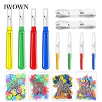 100pcs sewing straight pins with stitch rippers seam ripper soft ruler measure flat head quilting pins diy sewing crafts tools