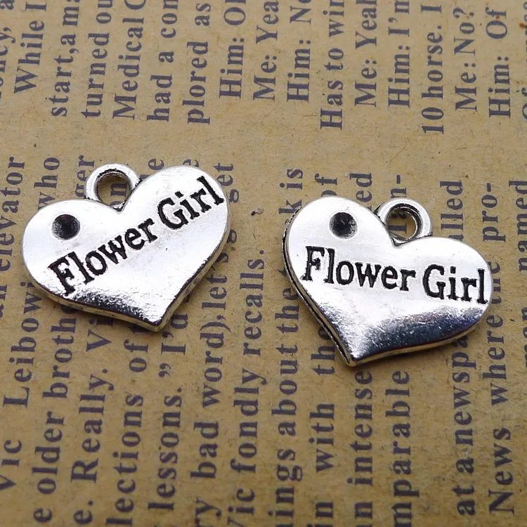 

10 шт. профессиональная ювелирные изделия для женщин старинное серебро Цвет Love для девочек в цветочек Подвески 15x17mm