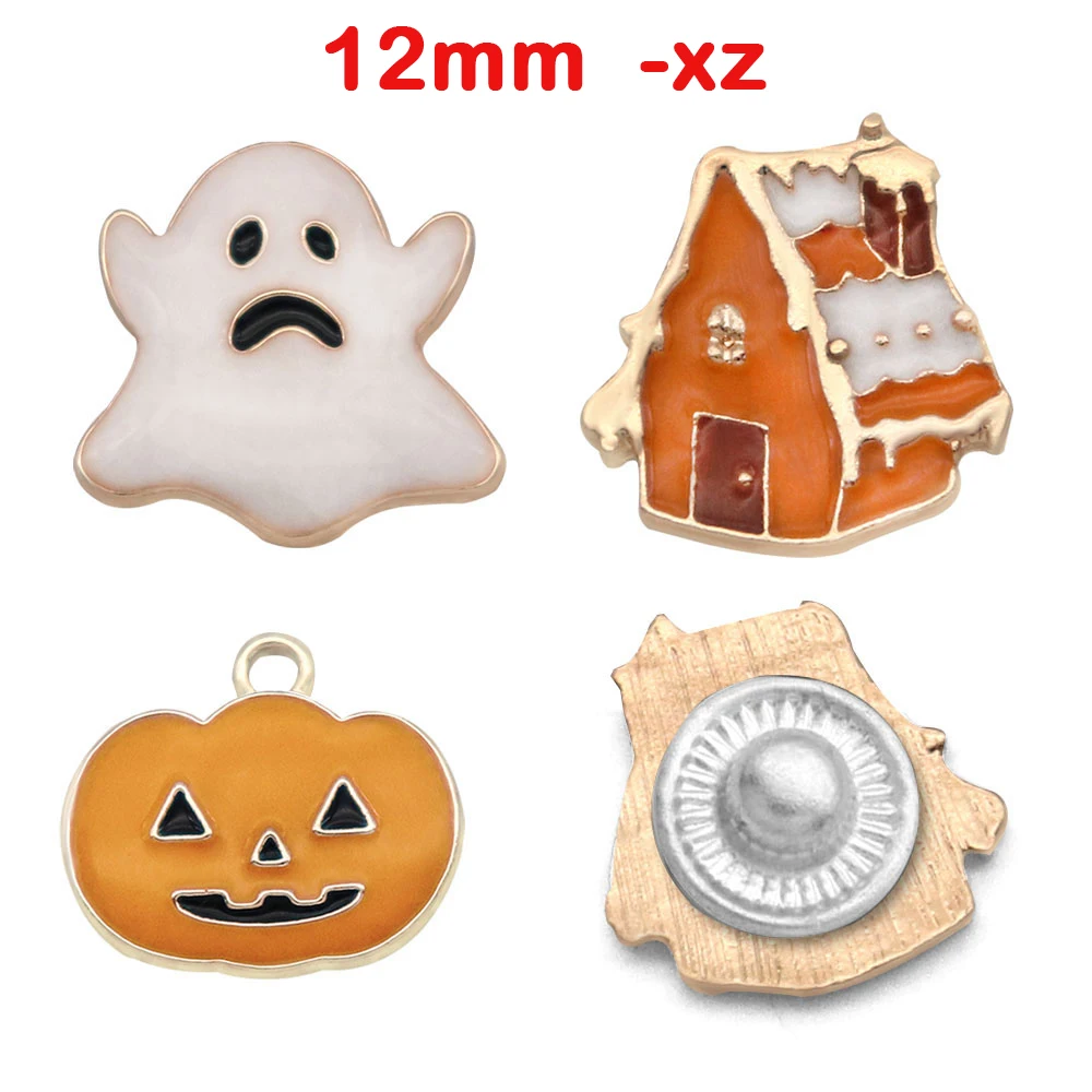 

Rotatable snaps button 12MM Christmas halloween animal Cartoon design metal silver plated snap charms XZ01