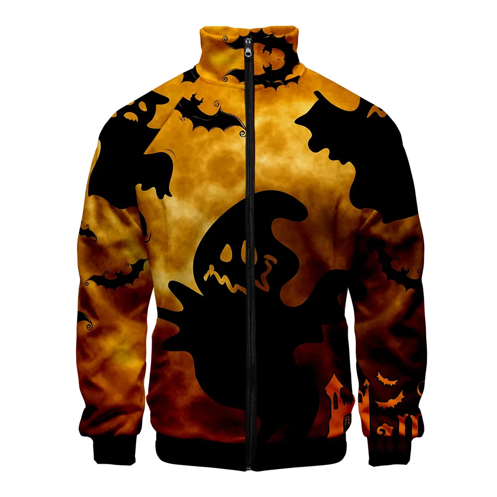 Хэллоуин НОВЫЙ 3D для женщин/мужчин мода молния стоячий воротник Повседневная