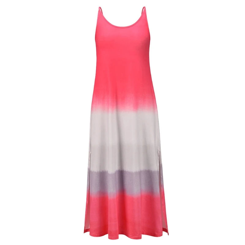 

Women's Bohemian Sexy slit suspender skirt gradient color long skirt