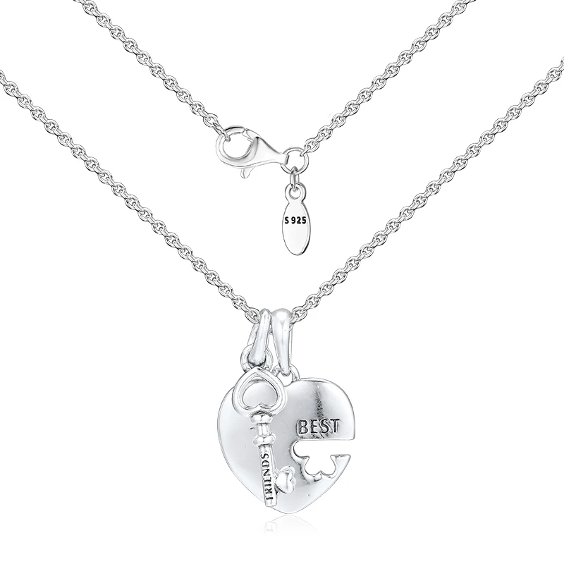 

Fits For CKK Charms Bracelets Best Friends Heart & Key Pendant Beads 100% 925 Sterling-Silver-Jewelry Free Shipping