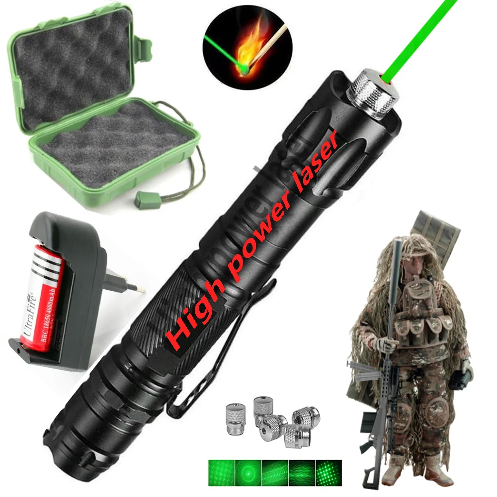 

High-power green laser sight laser pointer 1000m 5mW 532 nm adjustable focus laser pointer with battery