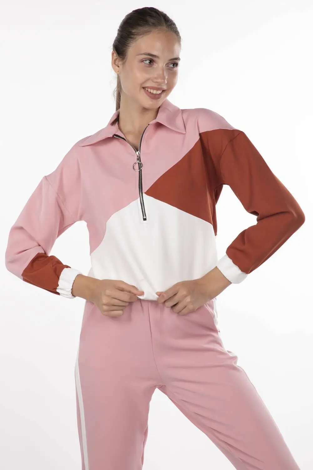 

Elastic Geometric Piece Tracksuit Set
