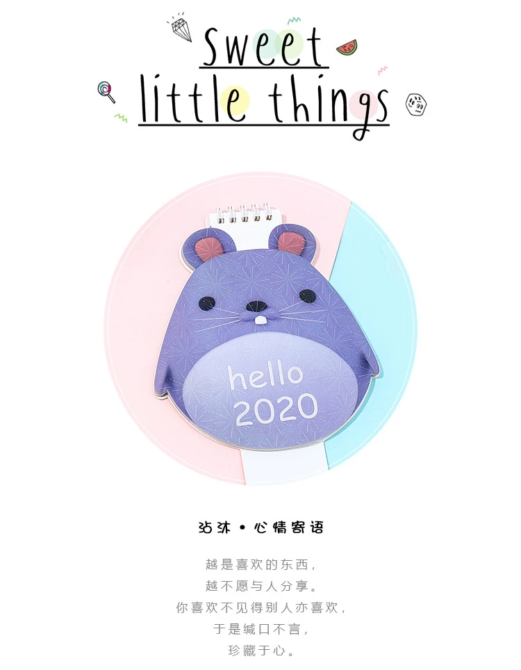 Kawaii, мультяшный настольный календарь, креативный, милый, мини,, настольный календарь, подарок, офисный, для программы, для школы, планировщик, стационарные принадлежности, 00023