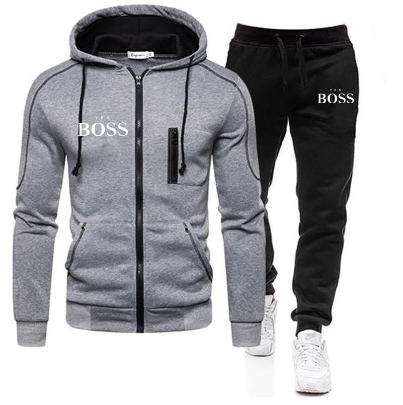

New YES boss men's suit hoodie + jogging pants Harajuku casual sportswear men/women training sports shirt brand track wear