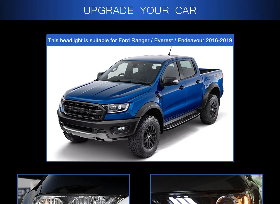 AKD тюнинговые Автомобильные фары для Ford Ranger Everest Endeavour фары Mustang светодиодный DRL ходовые огни биксеноновый луч противотуманные фары