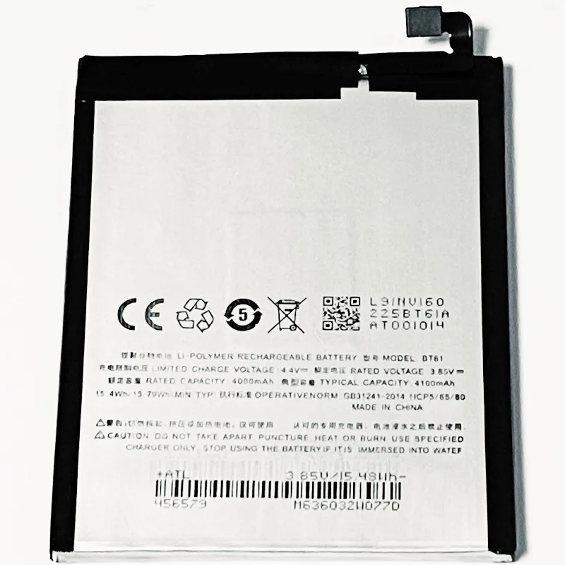 Аккумулятор 3 85 В 4100 мАч BT61 для Meizu M3 Note L681H L681M L681Q L681C|Аккумуляторы мобильных