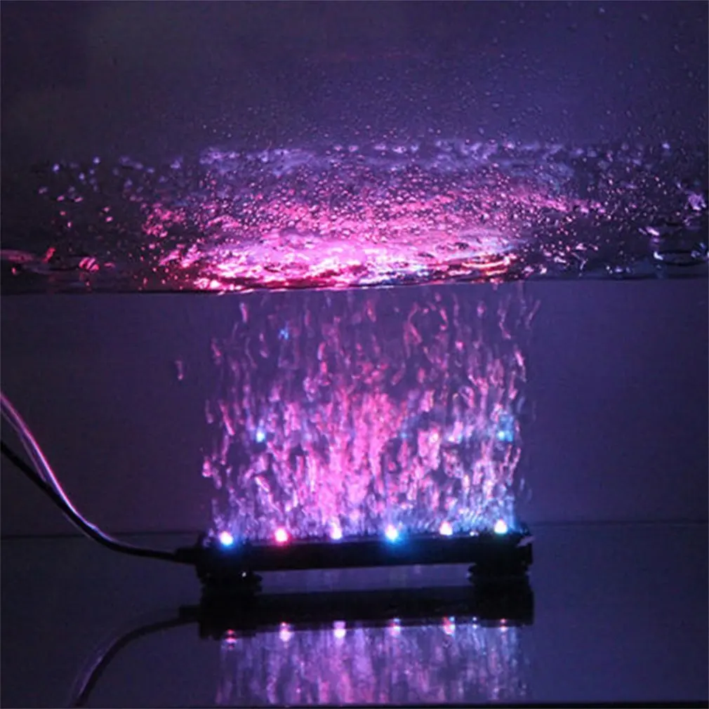 RGB LED Light Aquarium Fish Tank Light Submersible Light Air Bubble Lamp Making Oxygen with Remote Control for Fish Tank
