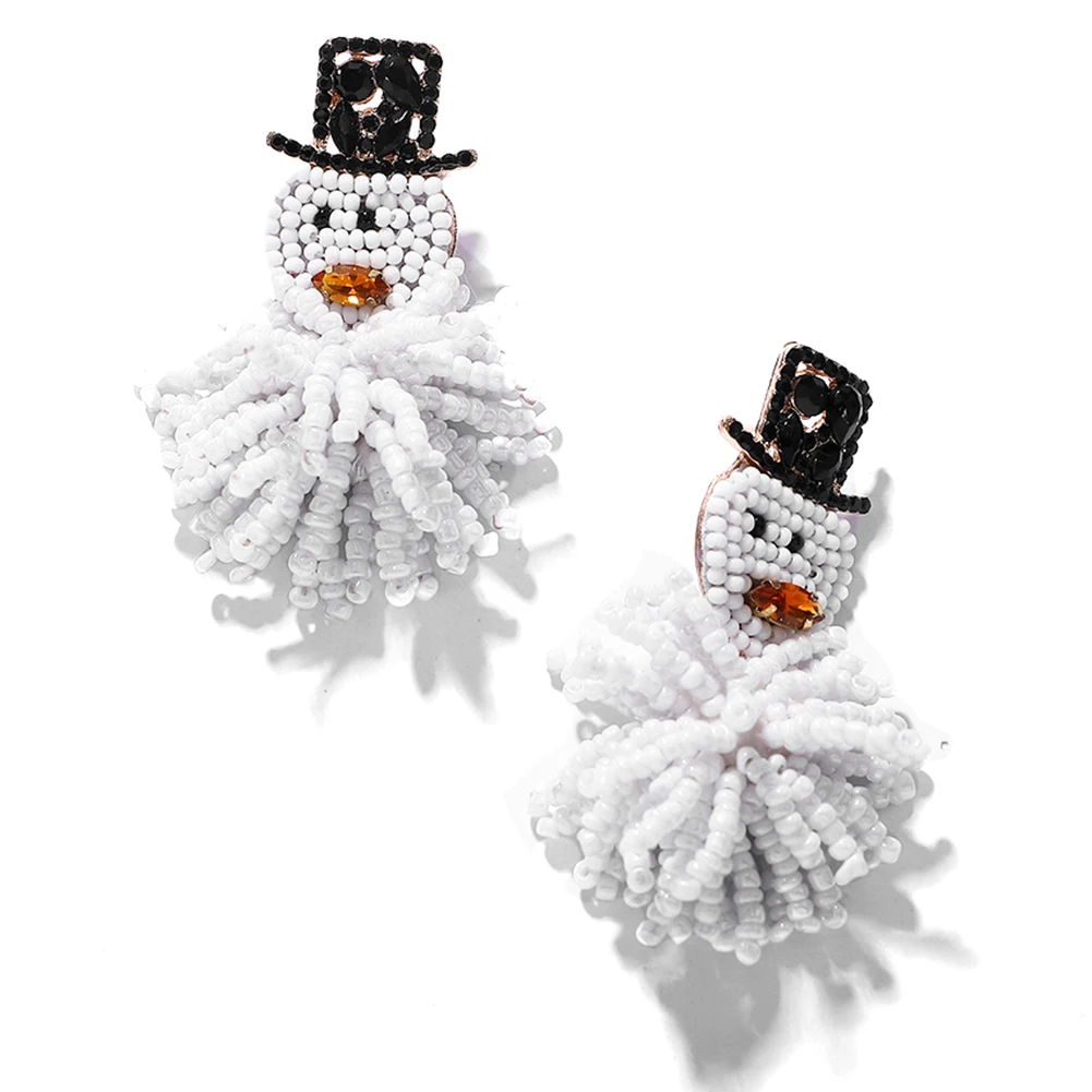 Snowman 42 Лучшие женские модные висячие серьги из бисера для женщин, все ручной работы, свадебные массивные украшения, вечерние висячие серьги - Окраска металла: Snowman 42
