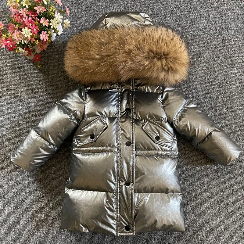 

2021 New Children Winter Down Jacket Boy Clothes Thick Warm Coat Kids Parka Real Super Big Fur Teen Outerwear Snowsuit 2-13Yrs