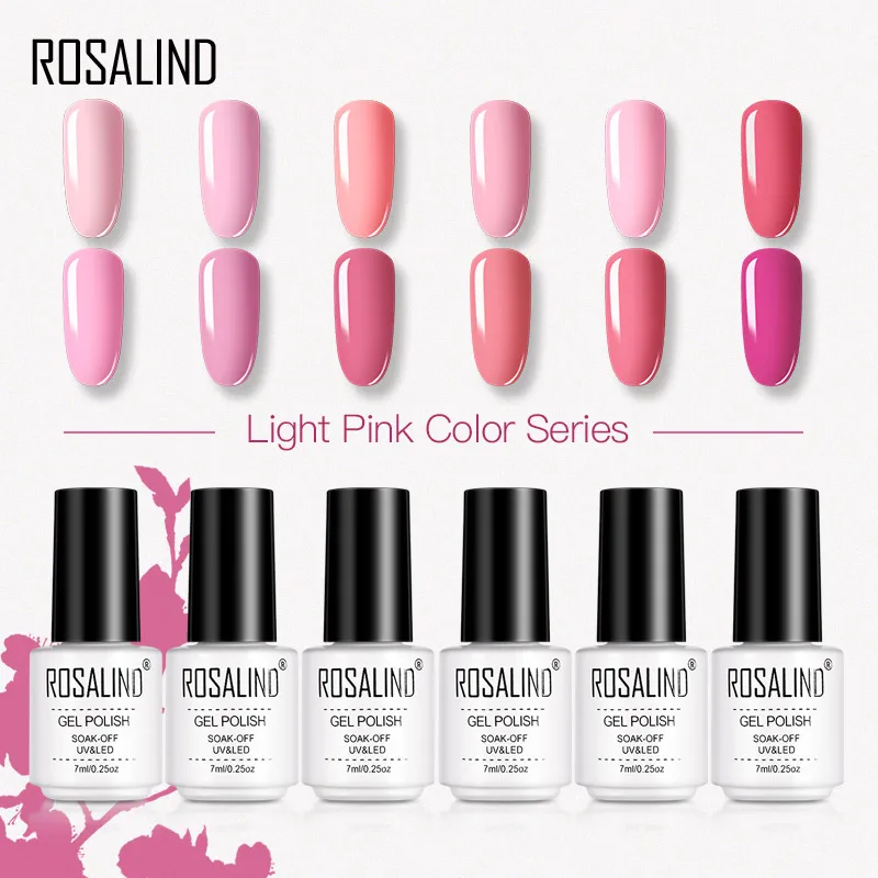 

ROSALIND Hybrid Varnish Pure Color Gel Nail Polish Enamel Semi Permanent Art Decorative Acrylic Resin Glass Bottle Nails 7ML