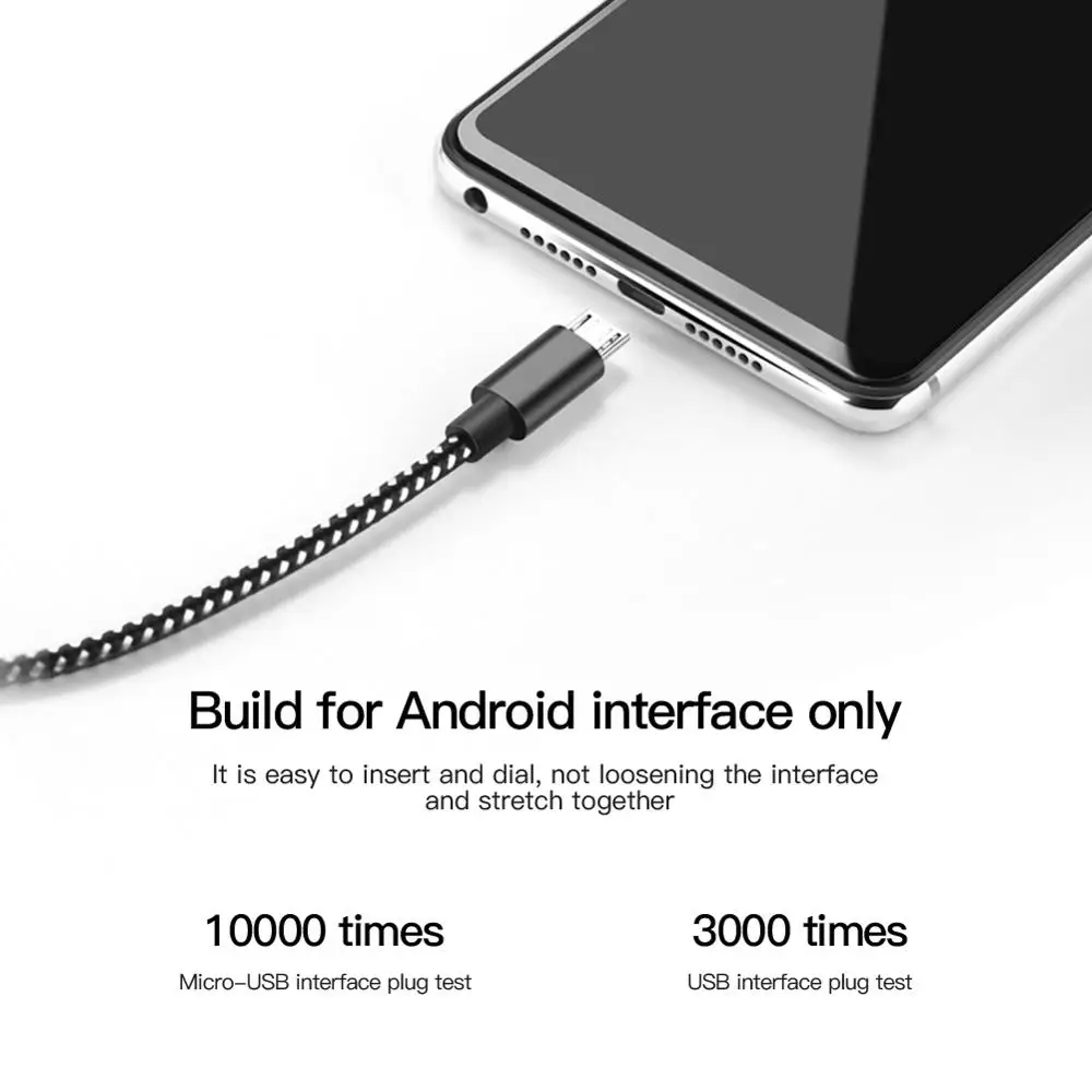 Микро USB кабель 2.4A нейлоновый быстрой зарядки для передачи данных Hua Wei Samsung Xiaomi
