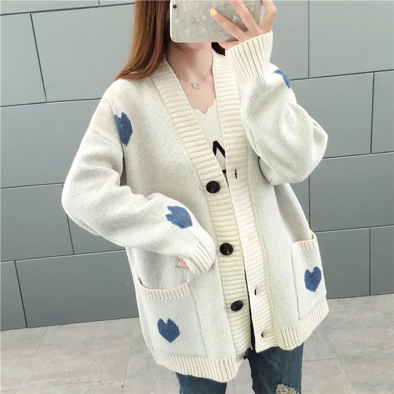 2019 Женский вязаный свитер кардиган чистая Красная Вязаная куртка с карманами