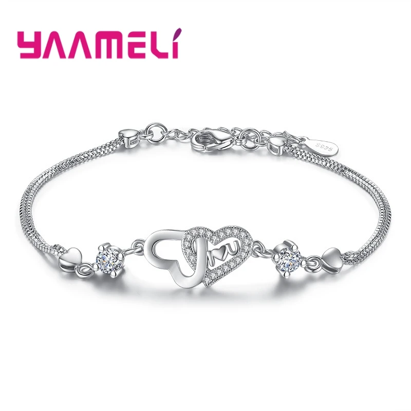 Bracelet Double Heart Shape Purple/White Seaside Harvest Festival Revelry Night Jewelry 925 Sterling Silver Girlfriend | Украшения и