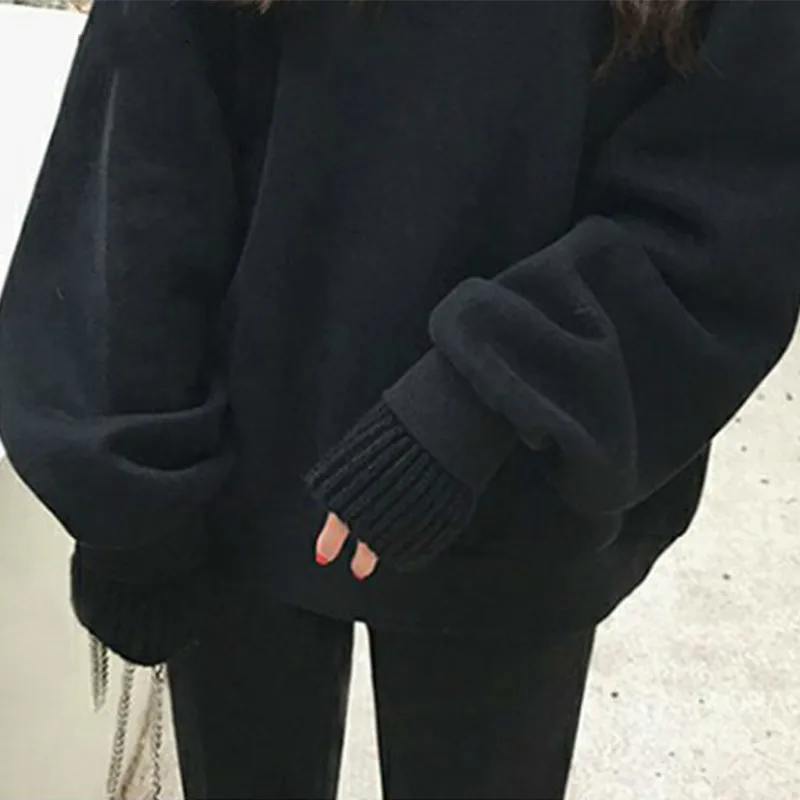 Корейский стиль Негабаритных Толстовки женские зимние Ложные две части