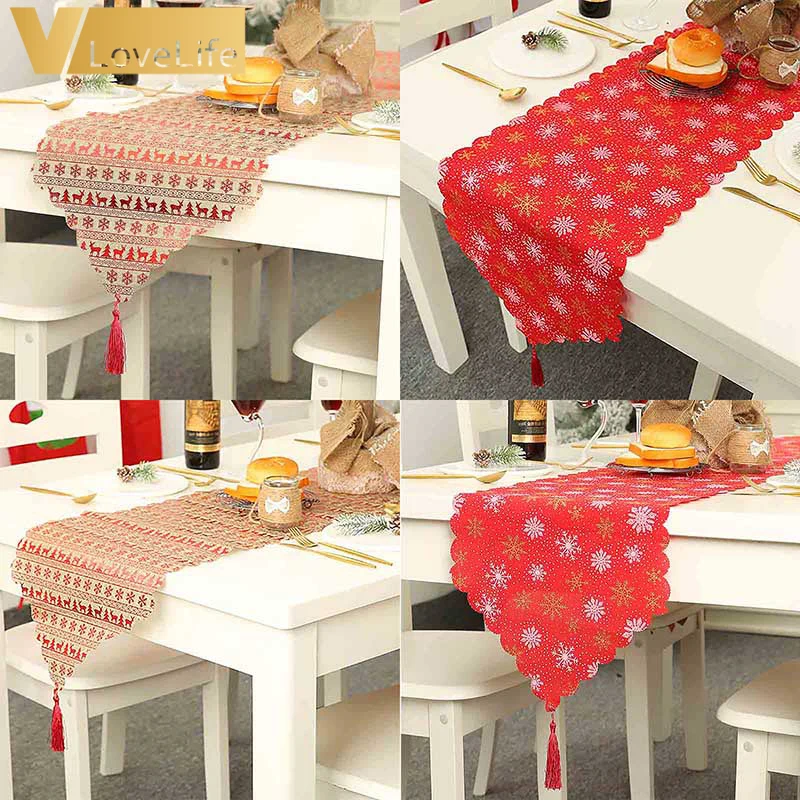 Christmas table flag embroidered cloth art snowflake tablecloth decoration party | Дом и сад