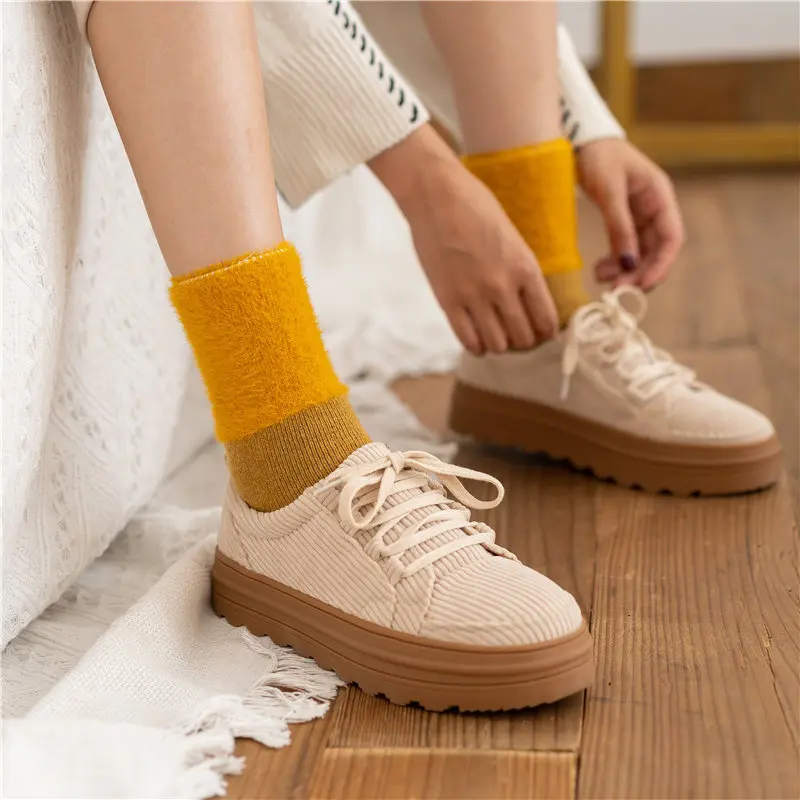 10 Pairs Per Set Autumn and Winter New Women's Socks Solid Color Female Socks Thickened Socks Floor Socks Manufacturer Wholesale
