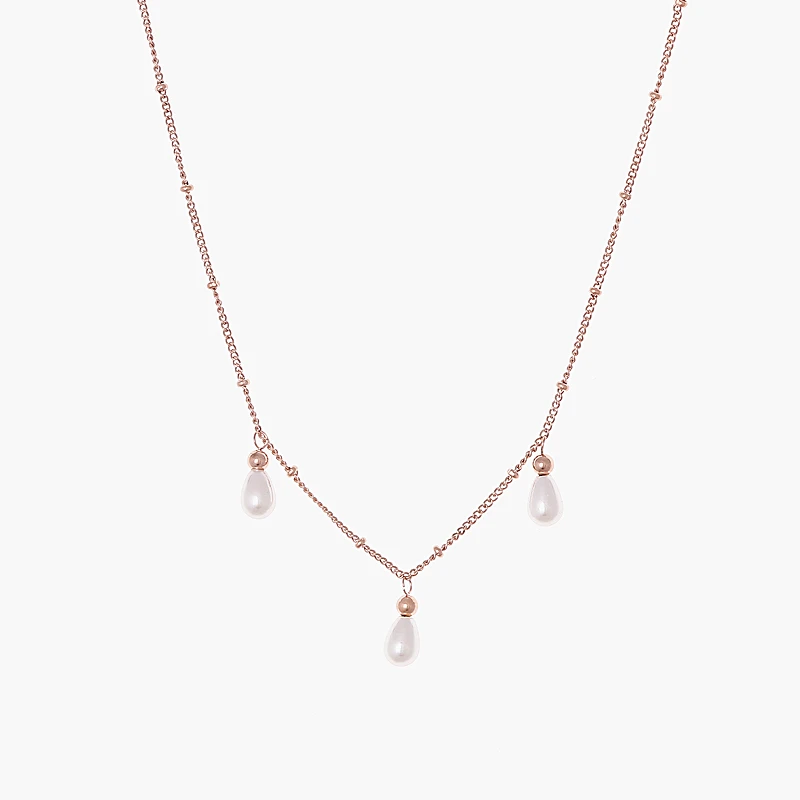 Жемчужное ожерелье из нержавеющей стали в форме капли воды с кулоном цепочкой