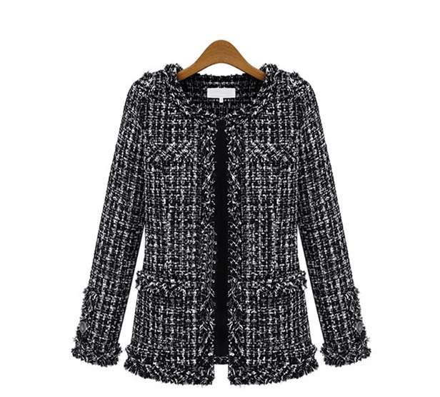 

Женское зимнее приталенное пальто в клетку, с круглым вырезом