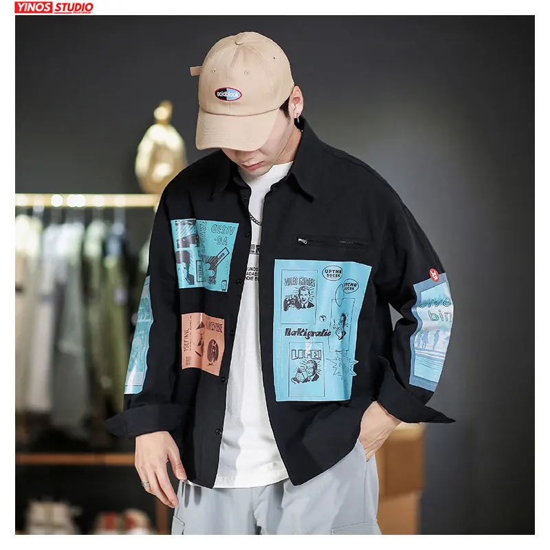 Дропшиппинг мужская Японская уличная куртка с мультяшным принтом 2019 свободные