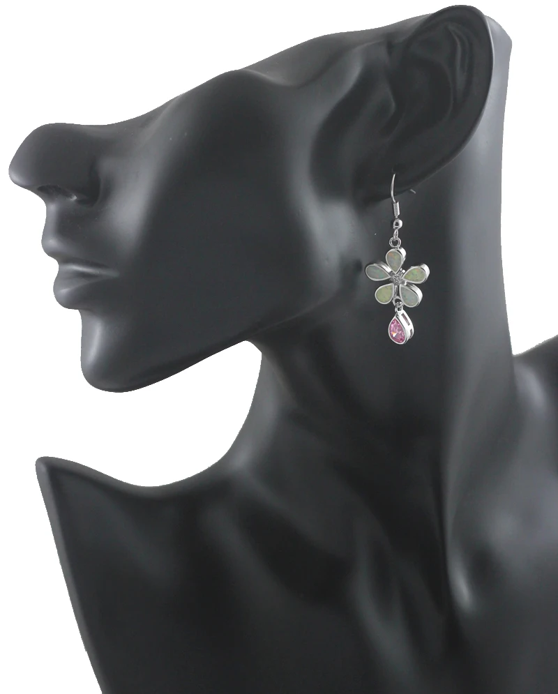 

Hot Sale White Fire Opal Pink Stones Women Silver Plated Earrings OE294