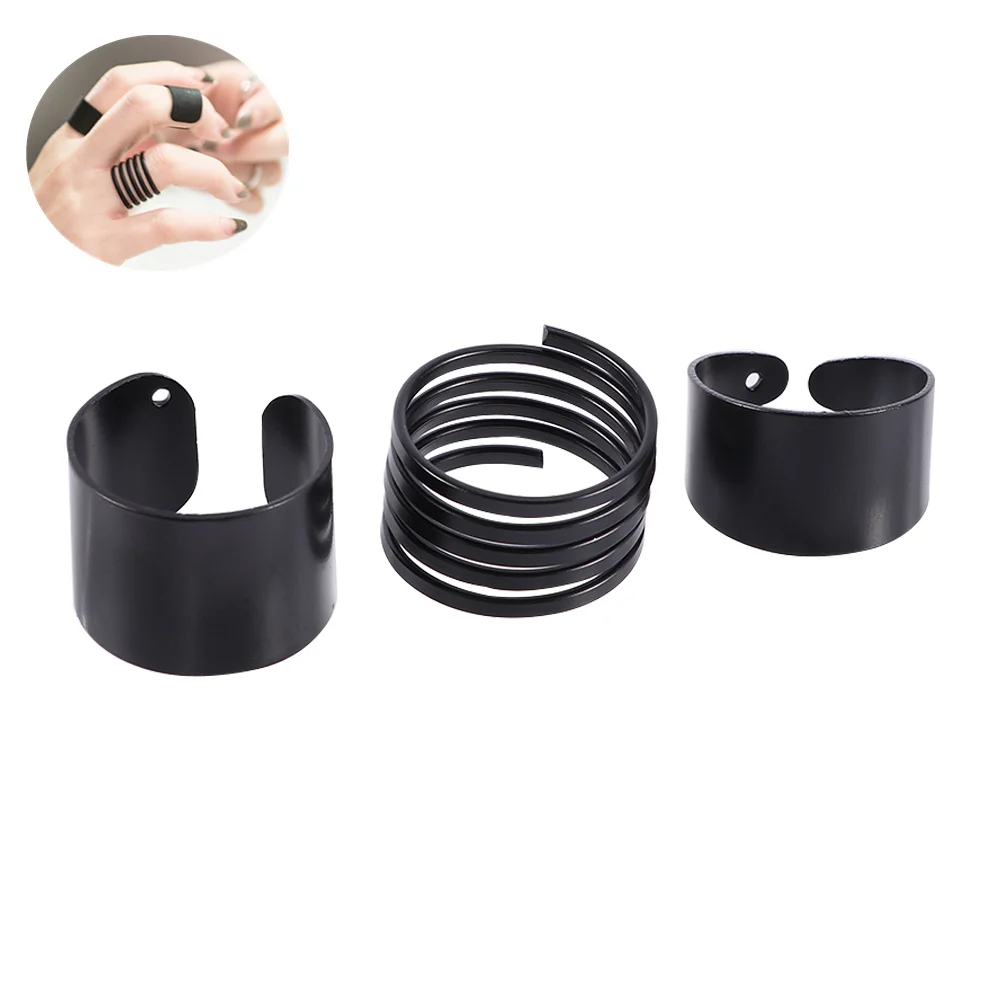 3 шт./компл. женское Открытое кольцо в комплекте черное гладкое над костяшками