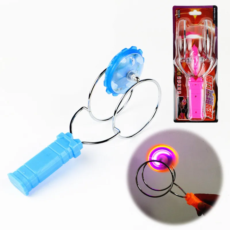

Fashion New Top LED Light Show Colorful Luminous Track Rotating Classic Toys Kids Hand Crank Magic Spinning Top Funny Gift