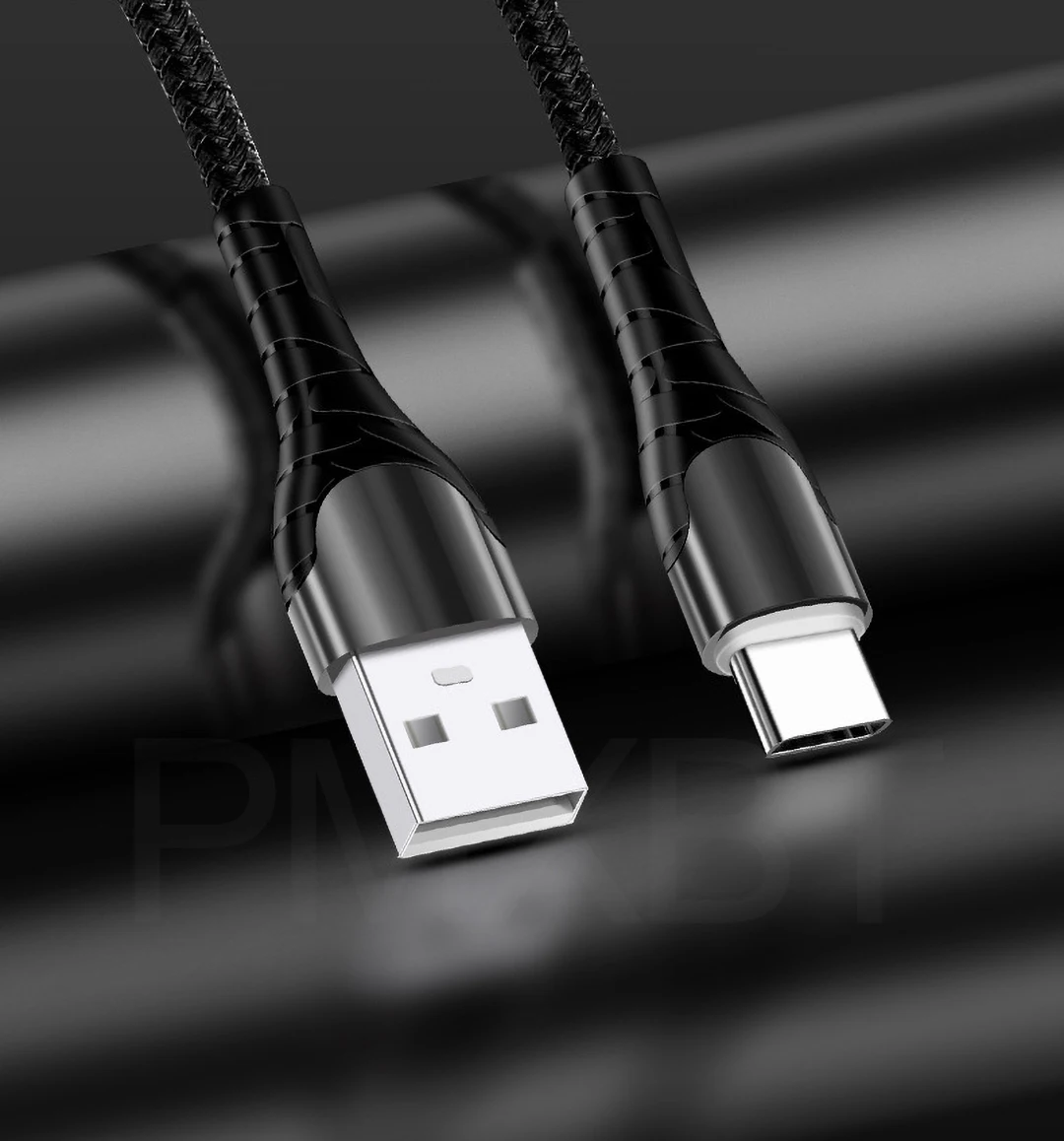 3,0 USB кабель, светодиодный, с нейлоновой оплеткой, 3 А, быстрая зарядка для iPhone 11, samsung, huawei, мобильного телефона, Micro usb type C, 1 м, провод для быстрой зарядки