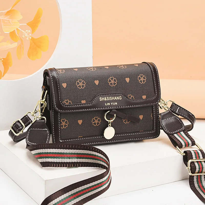 

Classic Women's Retro Small Square Bag Double Shoulder Strap Casual Leather Crossbody Bag Printing Fashion Designer Shoulder Bag