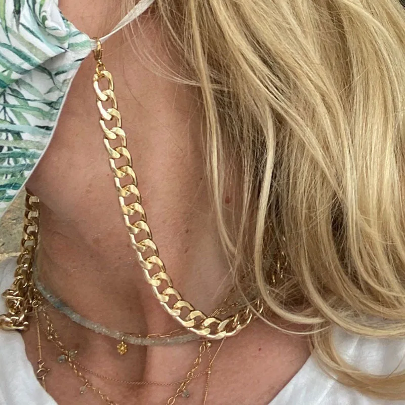 

2020 Punk Metal Gold Color face mask chain holder glasses chain women necklace accessories