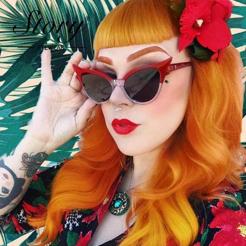 История 2018 черные солнцезащитные очки кошачий глаз Новые модные брендовые