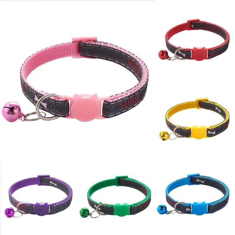 Ошейник для собак нейлоновый принт кости адиустабильный размер маленьких и