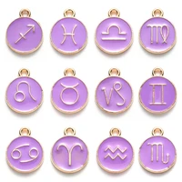 12 constellation drop oil pendant bracelet necklace small pendant alloy diy jewelry accessories