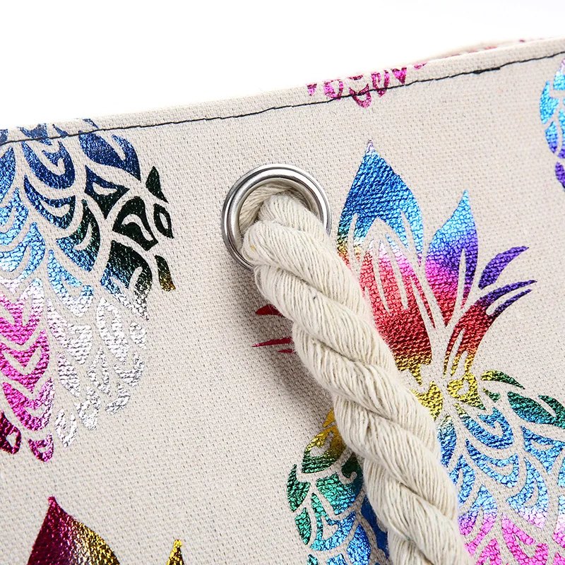 FOSIZZO Women's Bag Large Tote Bag Canvas Beach Bag Roomy Leisure Holiday Handbag Pineapple Summer Bag 2021Tote Bag FS5318